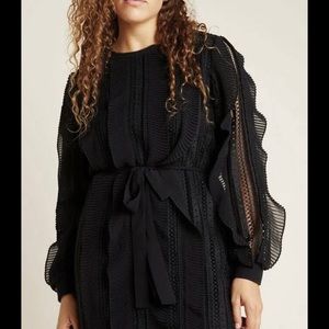 Anthropologie Daniel Rainn Black ruffle dress